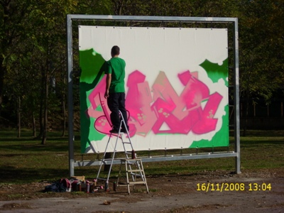L'artista Pyer dopo circa un'ora.