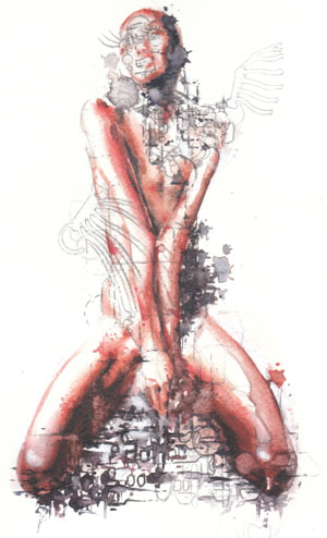 Immagine di acquerello esposto: donna nuda
