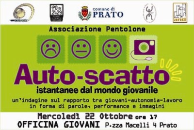 Il volantino della presentazione della ricerca Autoscatto.