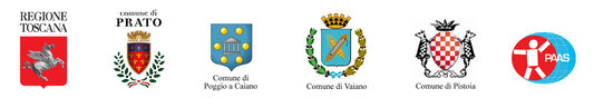 Logo Regione Toscana, Comune di Prato, Comune di Poggio a Caiano, Comune di Vaiano, Comune di Pistoia, Punto PAAS